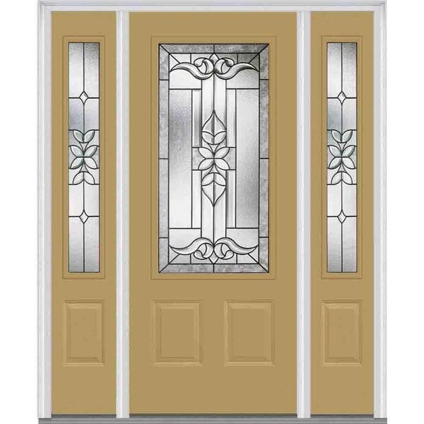 MMI Door 60 in. x 80 in. Cadence Left-Hand 3/4-Lite Decorative Painted Fiberglass Smooth Prehung Front Door with Sidelites