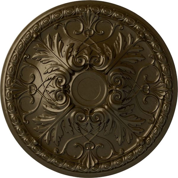 Ekena Millwork 32-3/8" x 3-1/2" Tristan Urethane Ceiling Medallion (Fits Canopies up to 6-1/4"), Brass