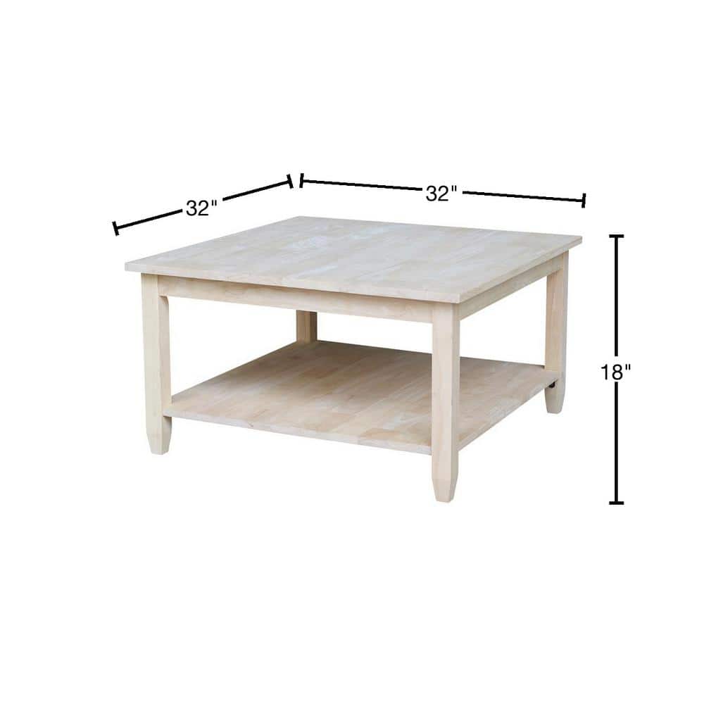 Solano Unfinished Parawood 35" Square Coffee Table