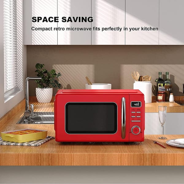0.9Cu.ft. Retro Countertop Mini Microwave Oven 900W 8 Cooking Sets