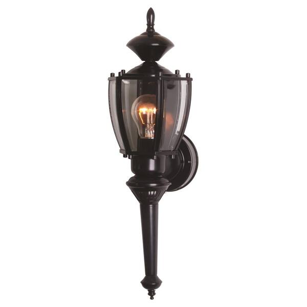 CCI 19 in. Black Motion Activated Outdoor Beveled Glass Coach Lantern
