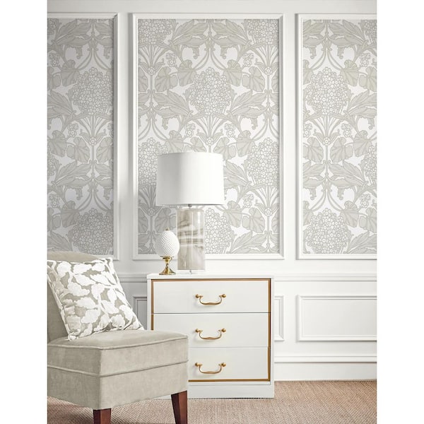 Seabrook Designs Pale Oak and Pearl Floral Hydrangea Unpasted