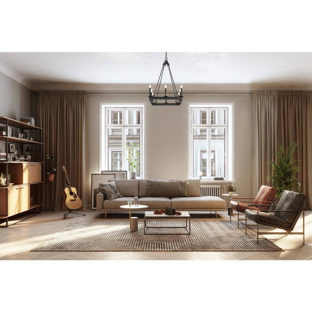 Barclay Minimalist Matte Black Square Candle Chandelier