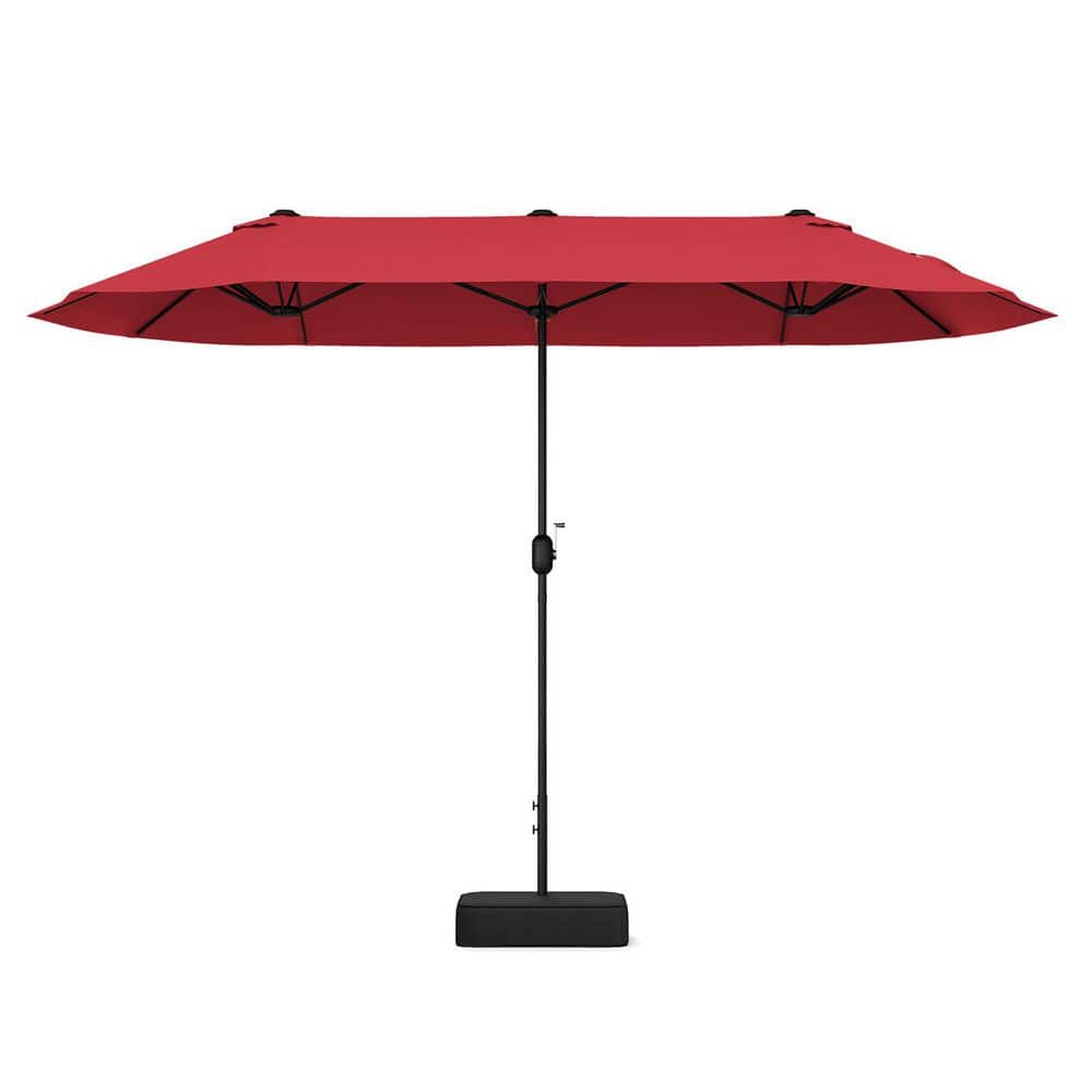 13 ft. Metal Market Patio Umbrella in Wine with Stand Double-Sided Twin Large Outdoor Table Pool Umbrella with Crank price history on PriceWatchPro