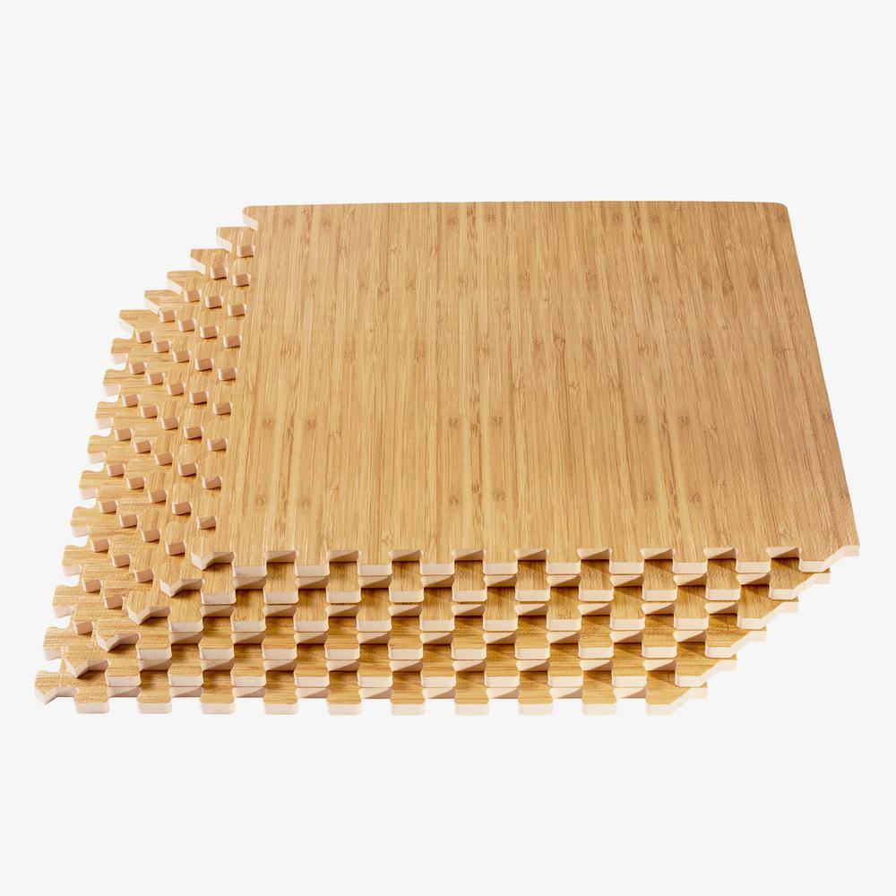 Light Bamboo Wood Grain 24 in. W x 24 in. L x 3/8 in. T Interlocking EVA Foam Gym Flooring Mat (12-Tiles) (48 sq. ft.) price history on PriceWatchPro
