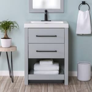 Zeus & Ruta 24 W x 18 D x 34 H Single Bath Vanity in White with White  Ceramic Top for Small Space Semi-open Storage S-AINKBATR - The Home Depot