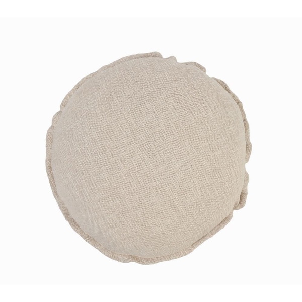Unbranded Ester Beige Birch Solid Soft Poly-Fill 20 in. x 20 in. Round Indoor Throw Pillow