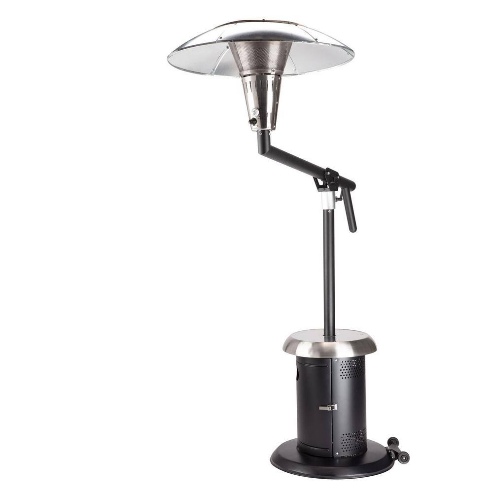 Extra Large Black and Silver Propane Patio Heater with Drink Table