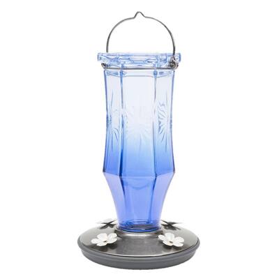 Sapphire Starburst Decorative Glass Hummingbird Feeder - 16 oz. Capacity