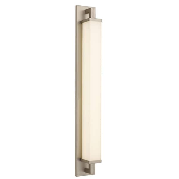 BRIXON Empire 34 in. 1-Light Brushed Nickel LED Modern Contemporary Bathroom Vanity Light Bar with Opal White Glass