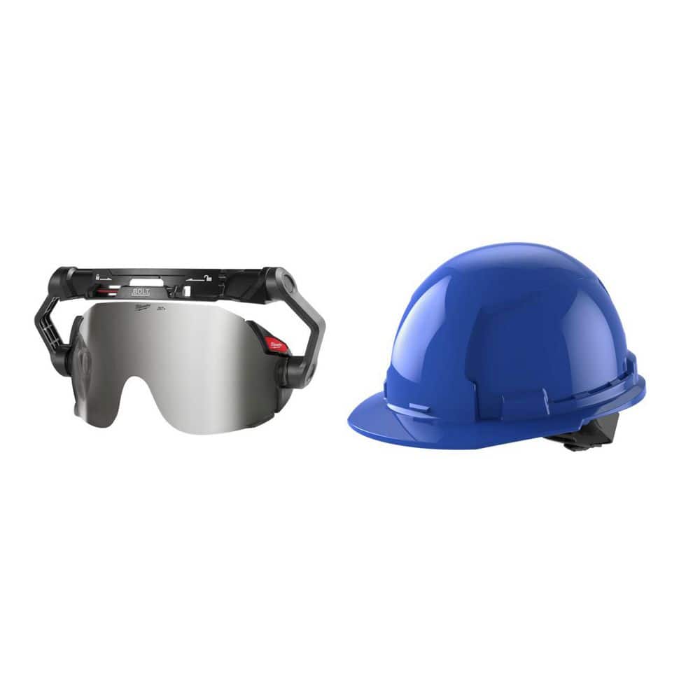 Milwaukee BOLT Mirror Eye Visor with (5) BLU Front Brim w/ Bolt