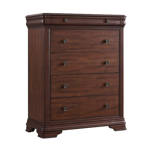 Stark Cherry 5-Drawer 40 in. Chest of Drawers