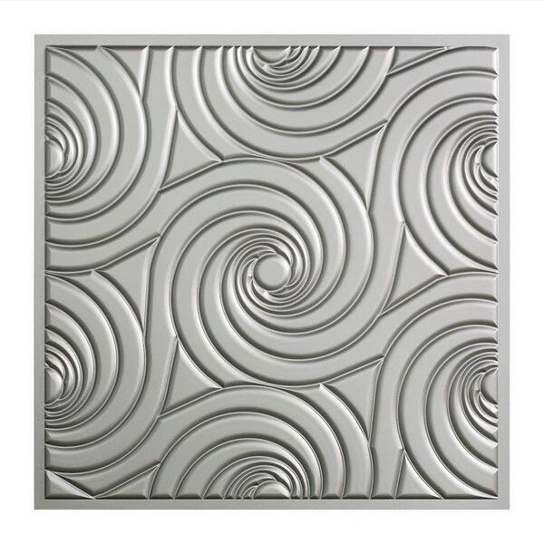 Fasade Typhoon 2 ft. x 2 ft. Vinyl Lay-In Ceiling Tile in Argent Silver