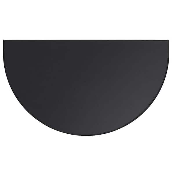 3.5 ft. x 2 ft. Black Half Round Hearth Rug, Fireproof Fireplace Mat Protects Floors from Sparks Embers
