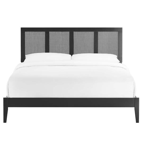 MODWAY Sirocco Rattan and Wood Queen Platform Bed in Black MOD-7154-BLK ...