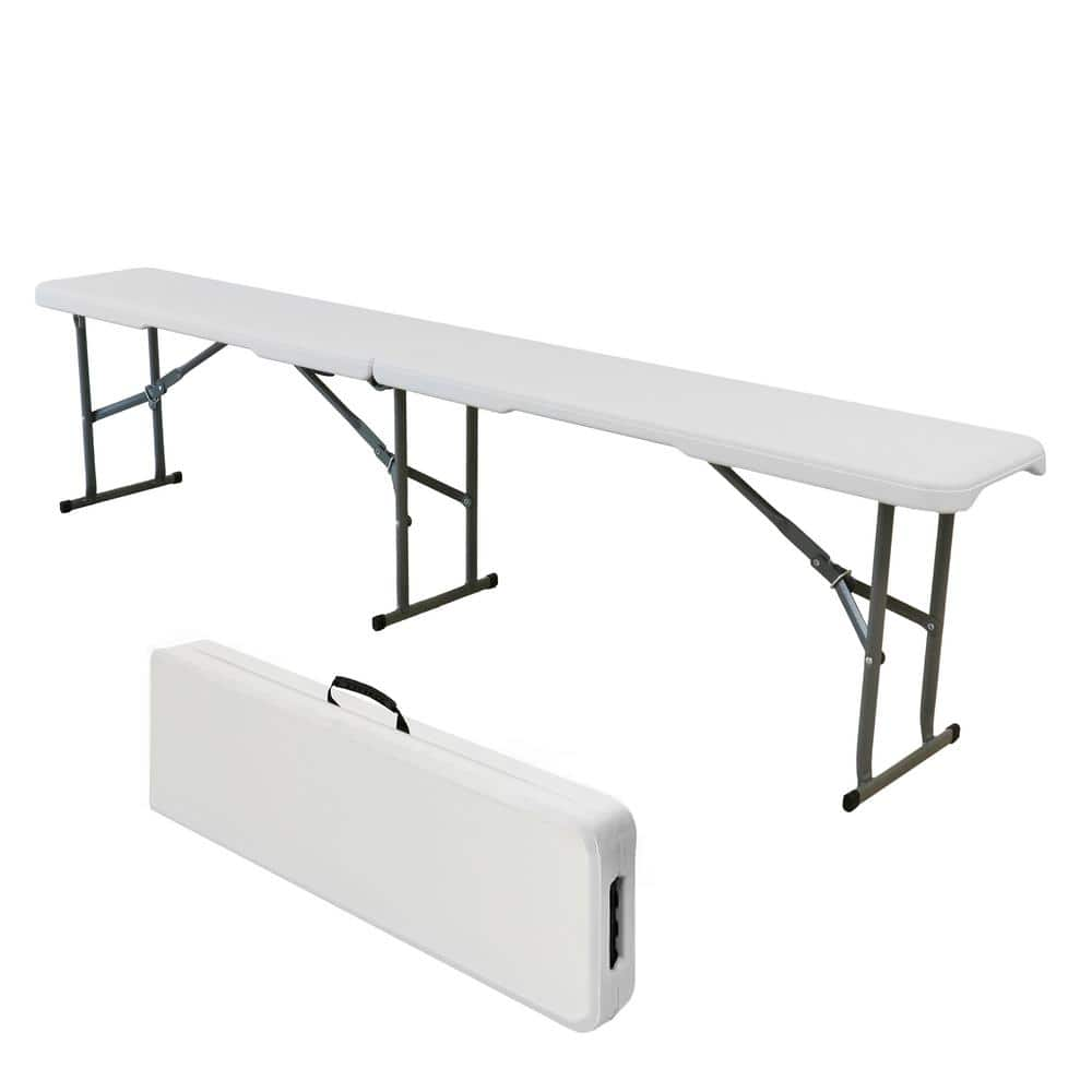 Elama 6 Foot Plastic Kitchen Prep Table Folding Bench in White ...