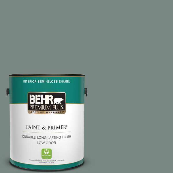 BEHR PREMIUM PLUS 1 gal. #PPU12-16 Juniper Ash Semi-Gloss Enamel Low Odor Interior Paint & Primer
