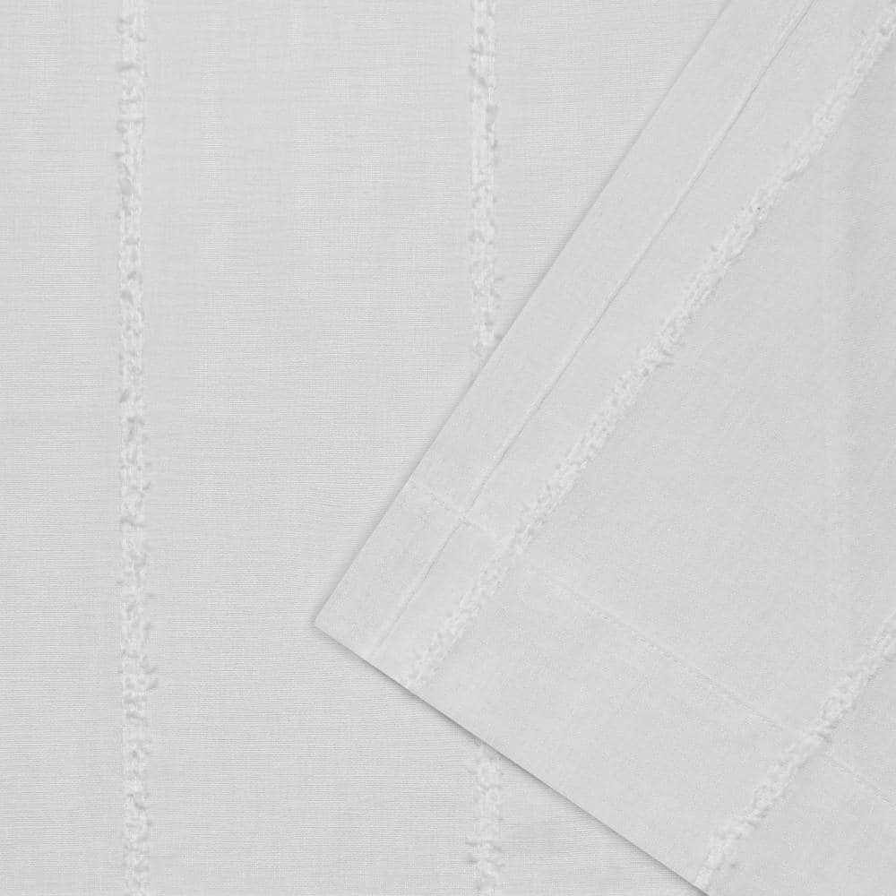 Winter White Sheer Linen Rod Pocket Curtain Panel Pair