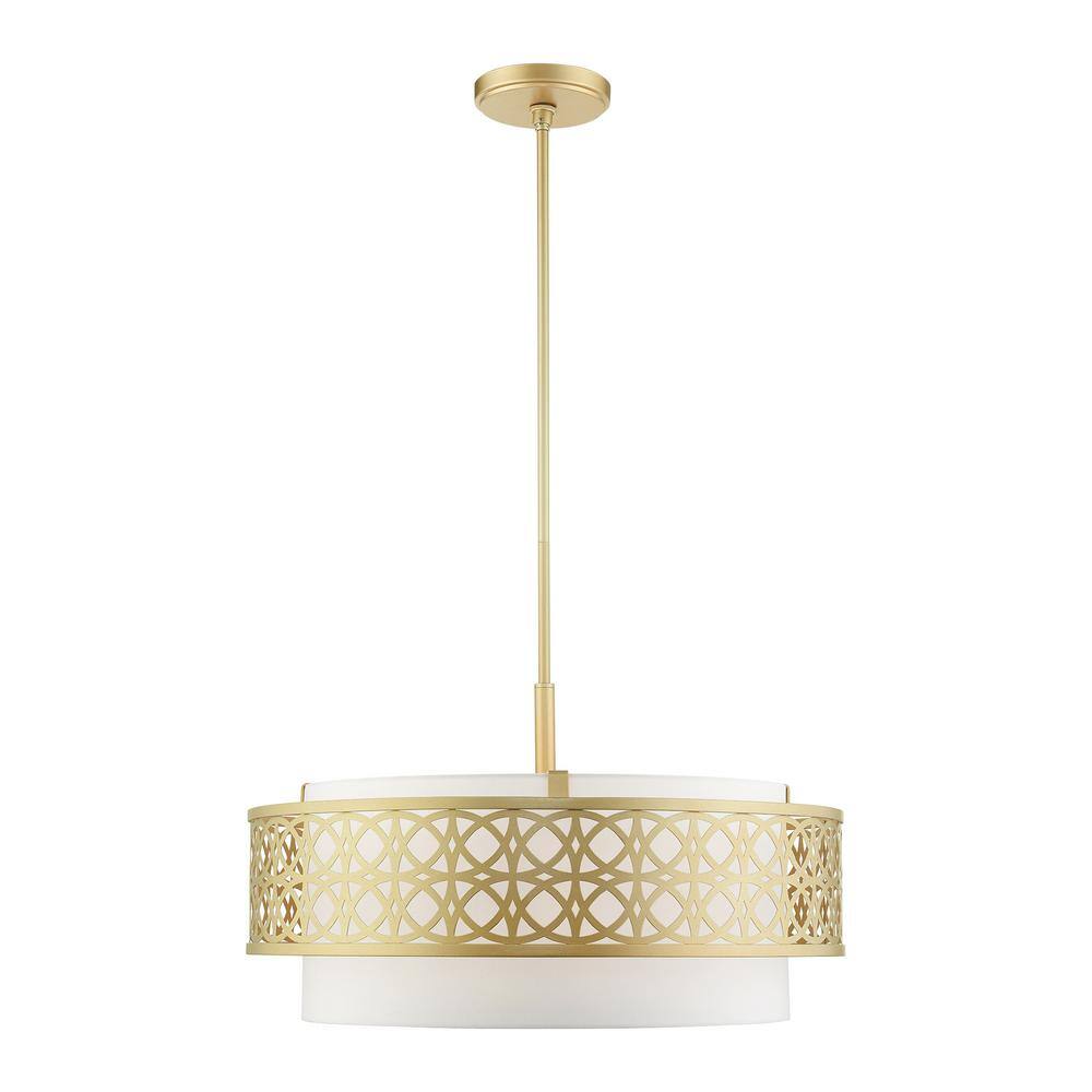 Calinda Soft Gold 5-Light Drum Pendant Chandelier
