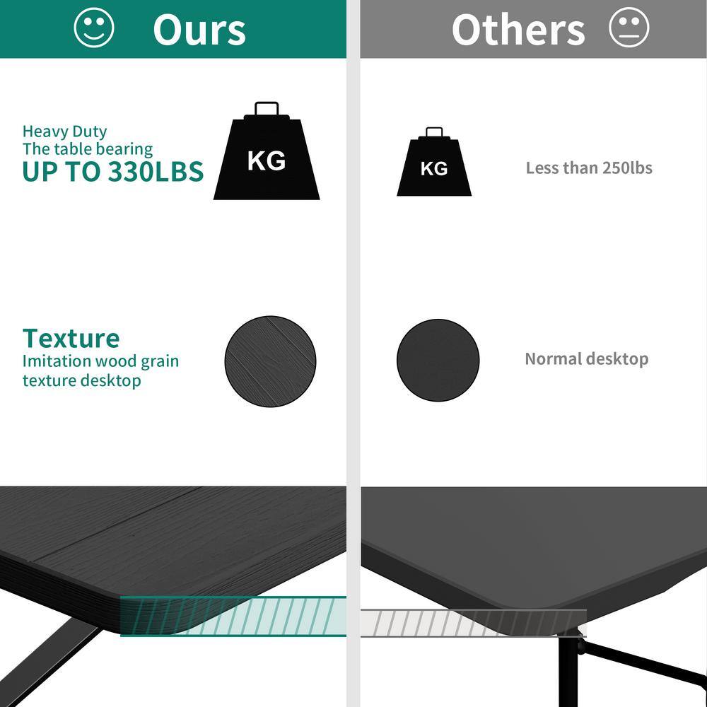 6 ft Black HDPE Outdoor Picnic Table with Stainless Steel Legs