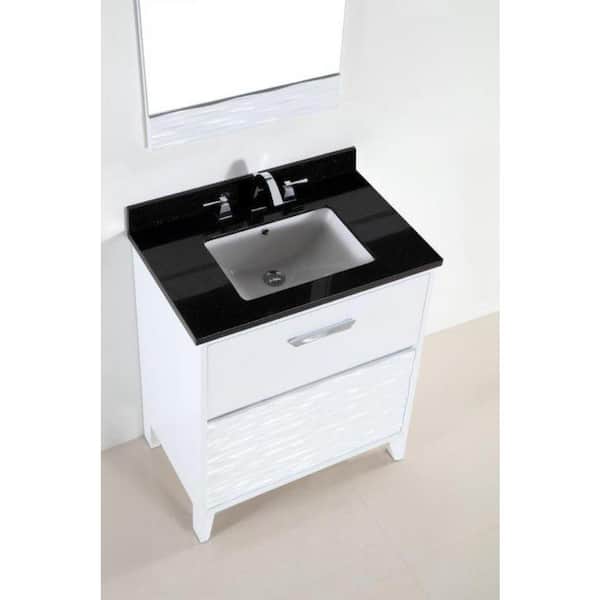 Tustin 30 in. W x 19 in. D x 34 in. H Single Vanity in White with Granite Vanity Top in Black Galaxy with White Basin