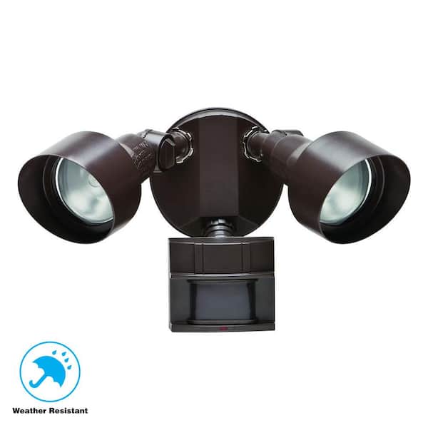 Defiant 180-Degree Motion Activated Black Outdoor Security Flood Light