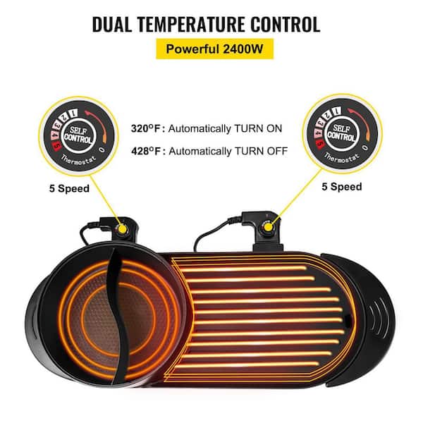 VEVOR 2-in-1-Electric Grill and Hot Pot Foldable BBQ Pan Grill  Multifunctional Teppanyaki Grill Pot with Dual Temp Control  KZDHGM2KW110V351LV1 - The Home Depot
