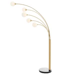 Anechdoche 78 in. Gold and White 5-Lights Dimmable Arc Floor Lamp