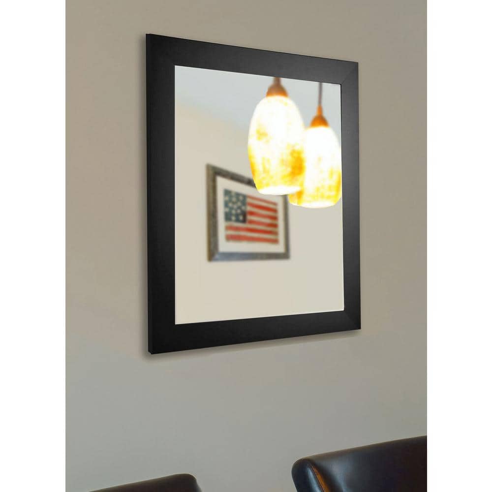 Medium Rectangle Satin Black Modern Mirror (38 in. H x 32 in. W)