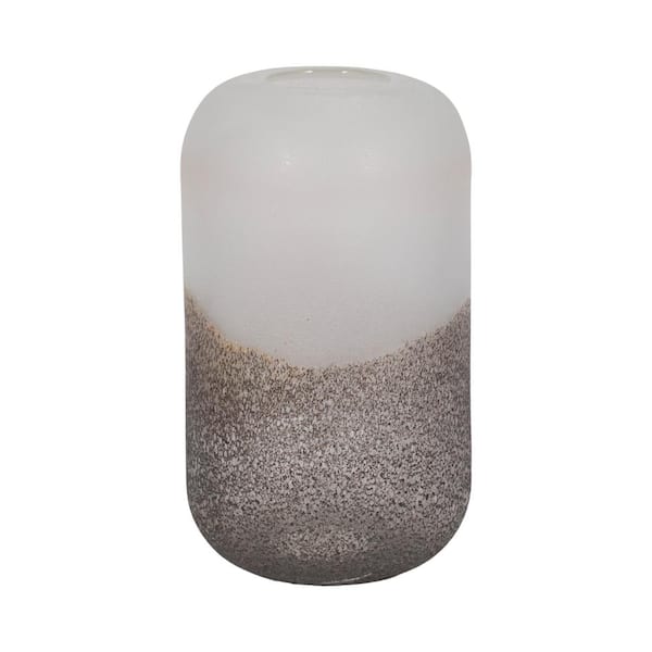 Liv & Skye 13 in. Gray Glass Cylinder Ombre Decorative Vase