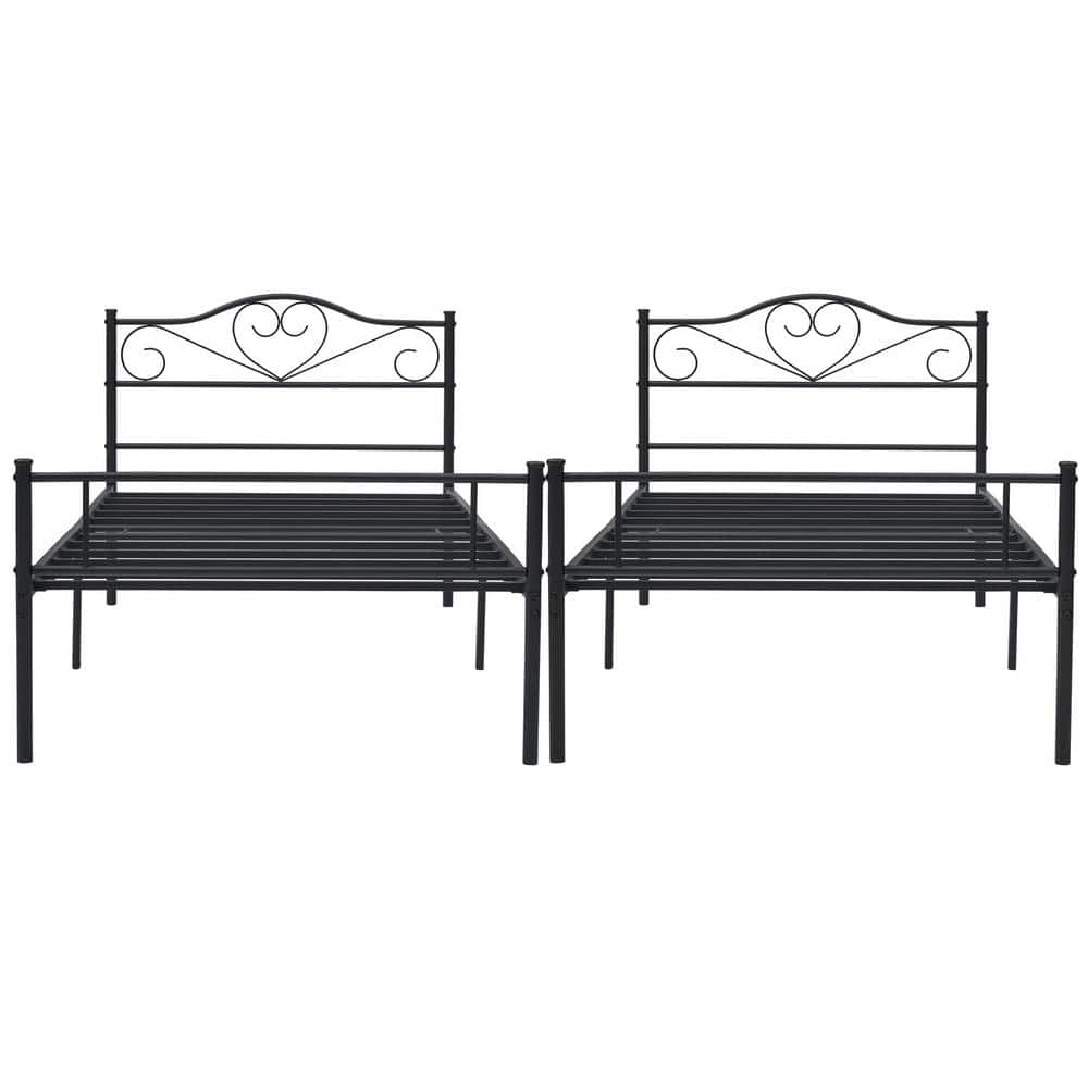VECELO Twin Size 2-Piece Metal Platform Bed Frame Set - No