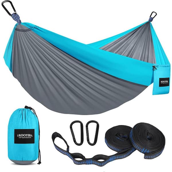 ITOPFOX Heavy Duty 120 in. Portable Hammock Bed Hammock in Gray and Sky Blue