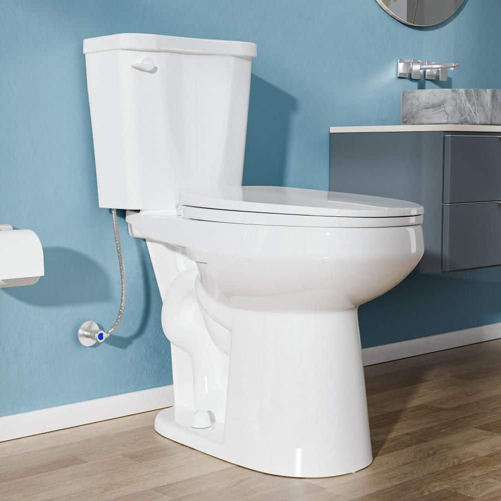 Tall Toilet 1.28 GPF Single Flush Elongated 19 in Bowl Height 2-Piece Toilet in White with Soft Close Seat Included price history on PriceWatchPro
