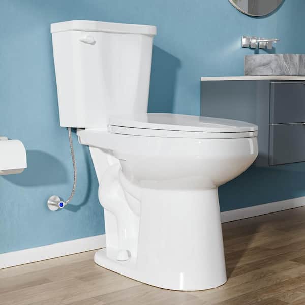 Tall Toilet 1.28 GPF Single Flush Elongated 19 in Bowl Height 2-Piece Toilet in White with Soft Close Seat Included