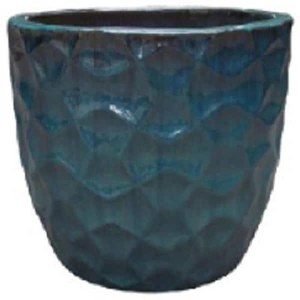 Unbranded Small 12.75 in. Blue Clay Pot