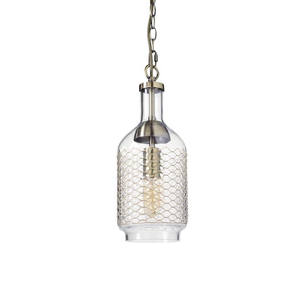 Casamotion 1-Light Brass Clear/Small Industrial Edison Hand Blown Glass Pendant