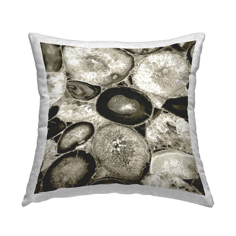 Varied Monochrome Gemstone Crystals Grey Square Outdoor Throw Pillow price history on PriceWatchPro