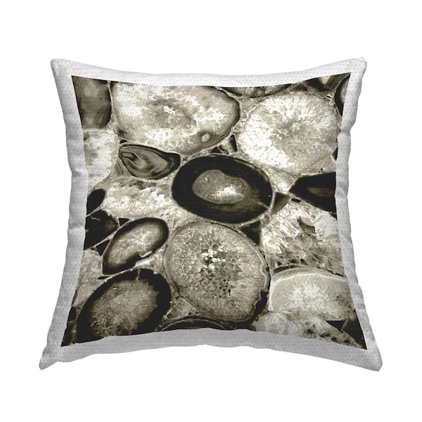 Stupell Industries Varied Monochrome Gemstone Crystals Grey Square Outdoor Throw Pillow