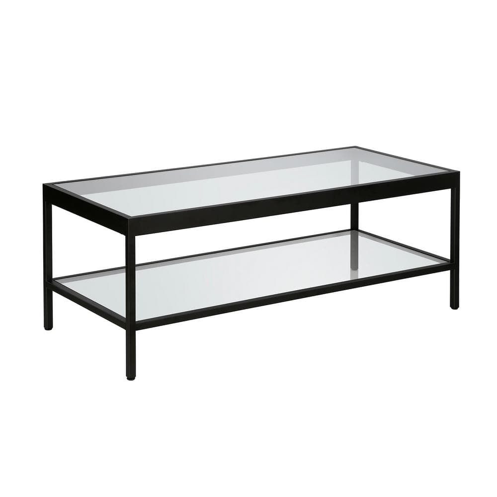 Alexis 45" Blackened Bronze Rectangular Glass Coffee Table