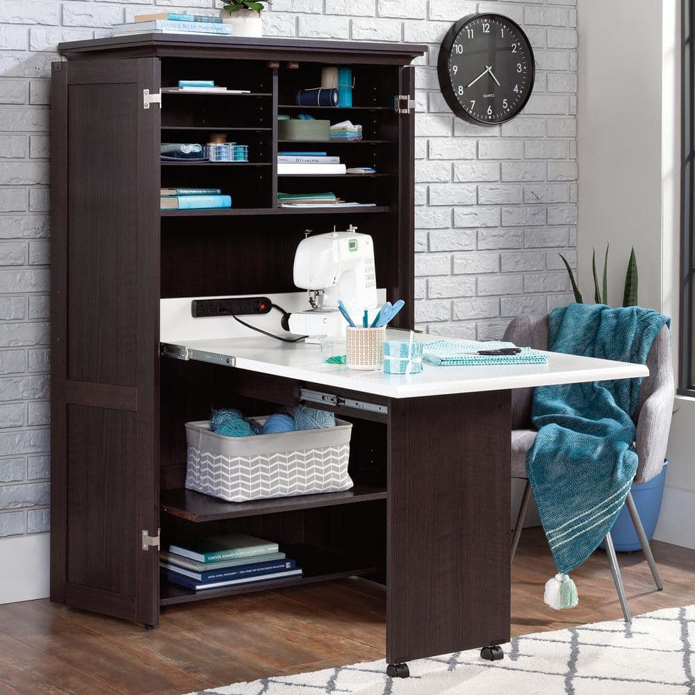 Dakota Oak and Soft White Craft and Sewing Armoire