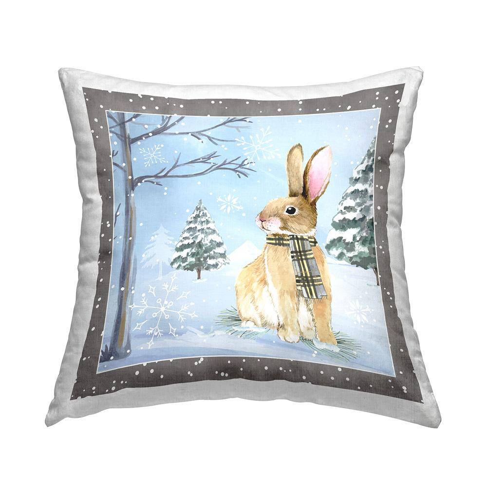 Winter Woods Rabbit Snow Scene Blue Geometric Polyester 18in. X 18in. Throw Pillow price history on PriceWatchPro