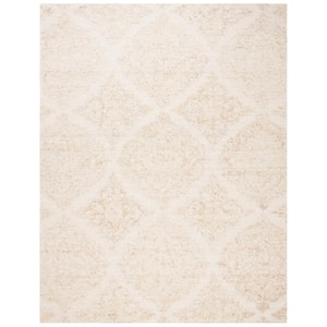 Abstract Ivory/Beige 9 ft. x 12 ft. Floral Damask Area Rug