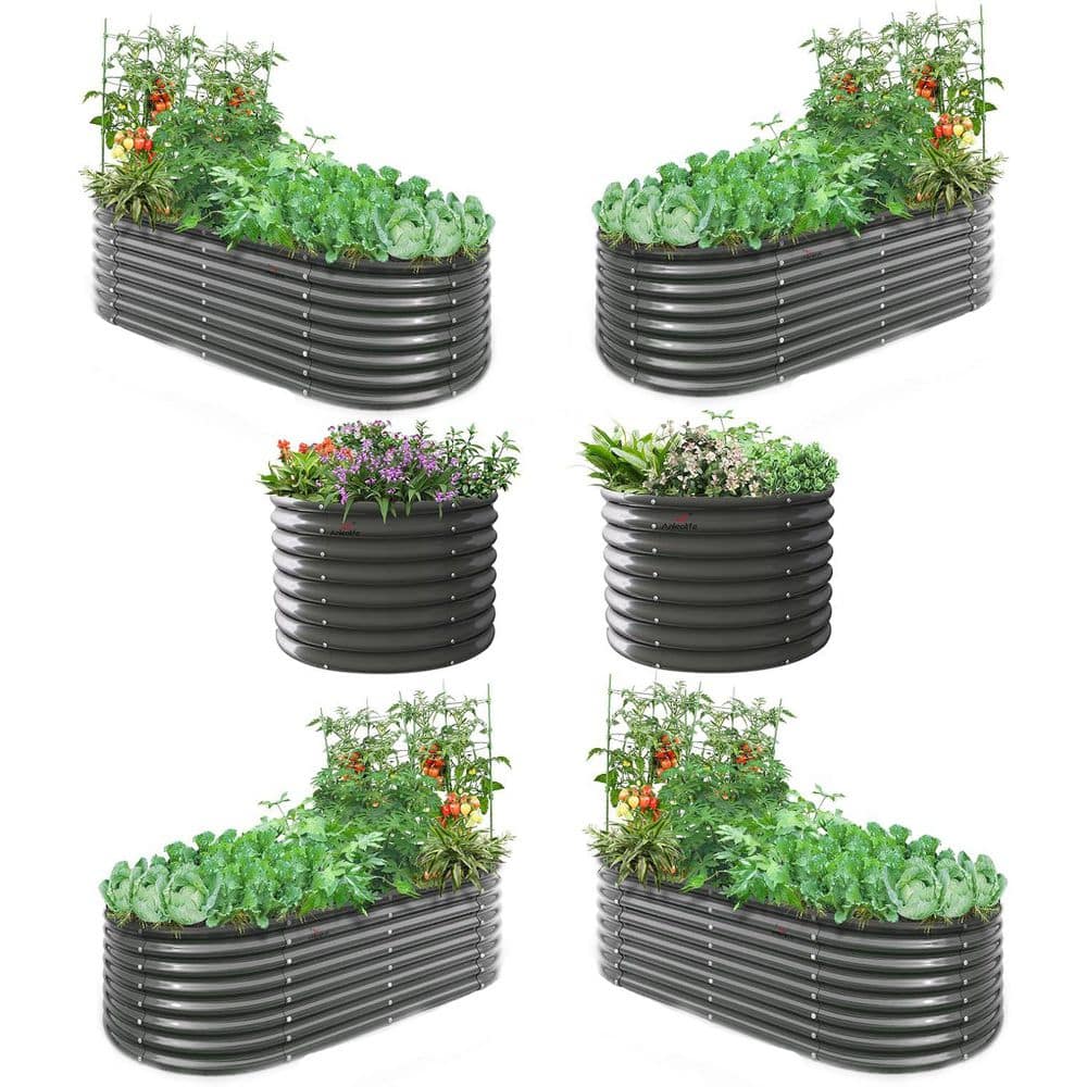 6 x 3 x 2 ft. and 3 x 3 x 2 ft. Gray Outdoor Galvanized Steel Raised Garden