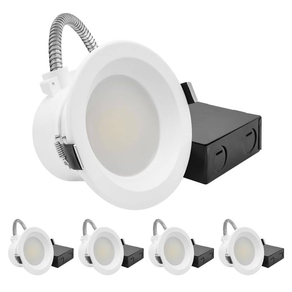 4 In. Integrated LED Commercial Recessed Light, 5CCT, Dimmable, 9W-15W Up to 1350LM IC Rated 120-277V Baffle Trim 4 Pack price history on PriceWatchPro