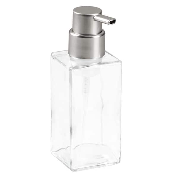 simplehuman 22 oz. Square Push Pump Soap Dispenser with Sponge Caddy,  Brushed Nickel
