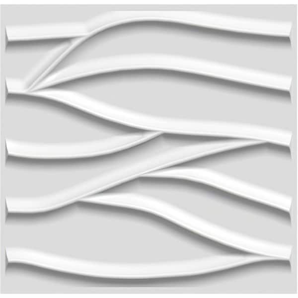 Dundee Deco Falkirk Ross 2/25 in. x 19.7 in. x 19.7 in. White PVC Wave 3D Decorative Wall Panel 5-Pack