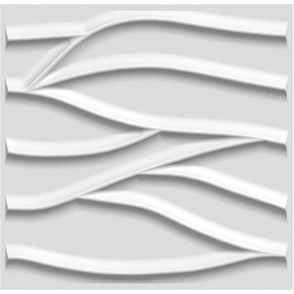 Falkirk Ross 2/25 in. x 19.7 in. x 19.7 in. White PVC Wave 3D Decorative Wall Panel