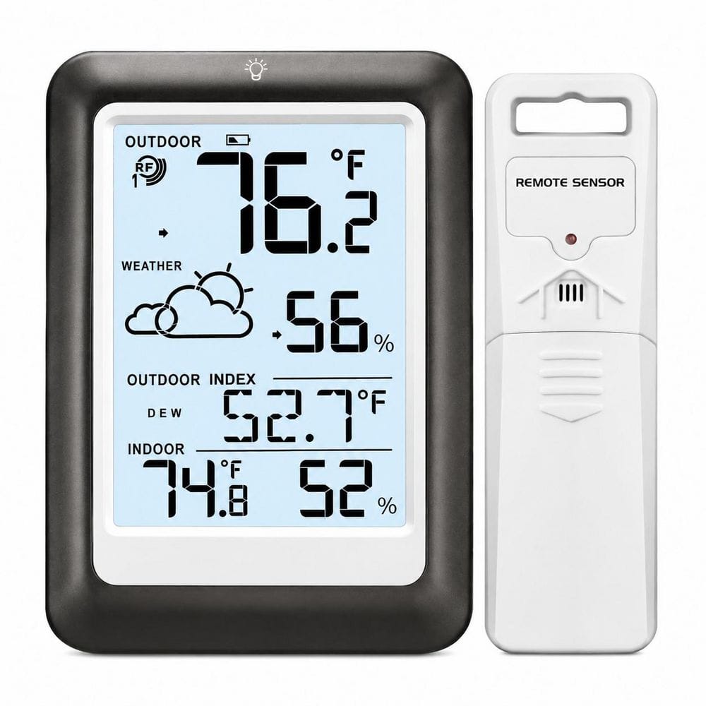 Digital Backlit Display Indoor Outdoor Thermometer Weather Station Temperature Humidity Monitor with Remote Sensor price history on PriceWatchPro
