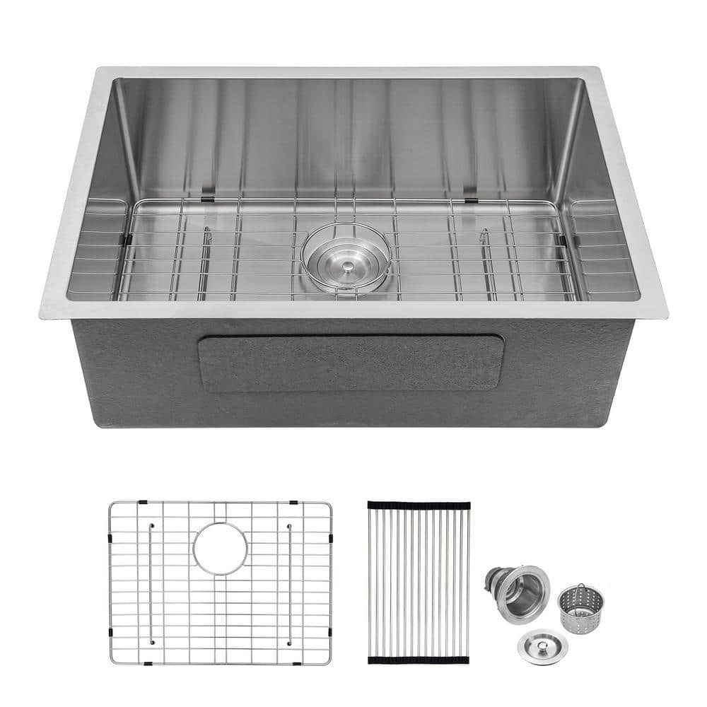 30 Undermount Single Bowl Stainless Steel Handmade Kitchen Sink & Drain  Strainer, Bottom Grid, All in One (30 x 18 x 9) - On Sale - Bed Bath &  Beyond - 32853306