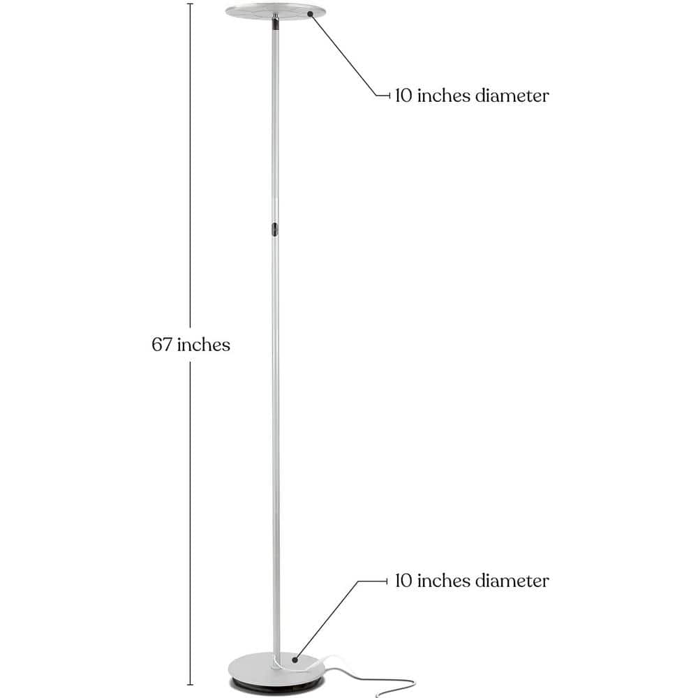 Nickel Matte 67" LED Torchiere Floor Lamp with 3-Way Touch Switch